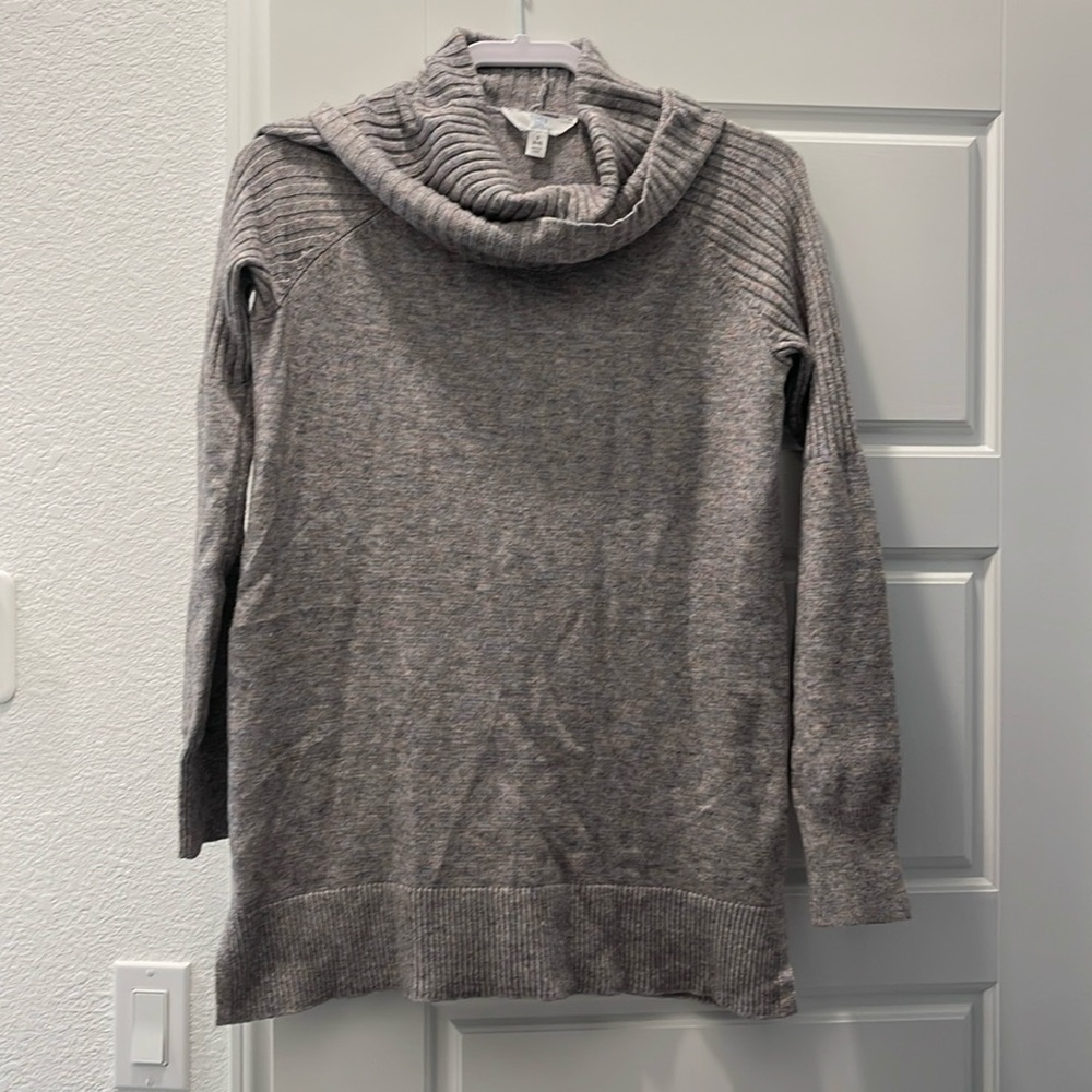 Light gray turtle neck long sleeve sweater